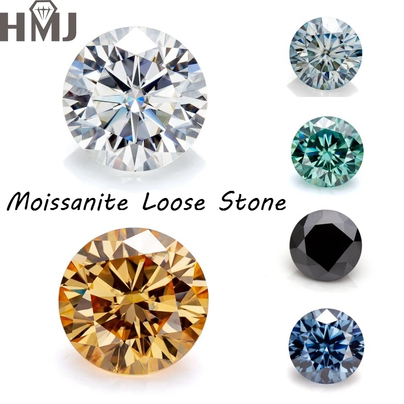 

Moissanite Stone Multicolor VVS1 Clarity 0.3-10CT Round Brilliant Cut GRA Certificate Beads Jewelry Materials Diy Accessories