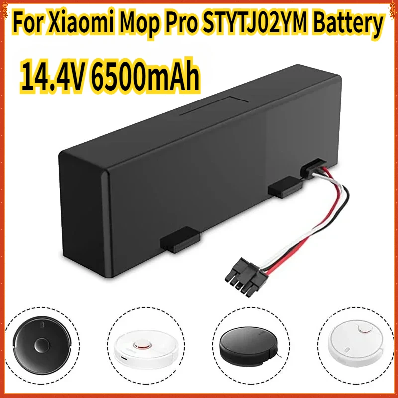 

STYTJ02YM Battery 14.4V 6500mAh for Xiaomi Mop Pro Robot Vacuum Cleaner Replacement Battery for Yunmi MVVO1/Haier JX37