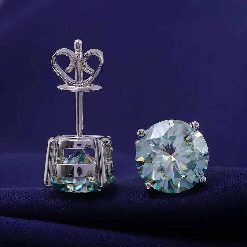 Minimalist Jewelry Wholesale Real Moissanite Earrings Studs 6 Prong Setting 18k Gold Design Unisex Anniversary Gift Earrings