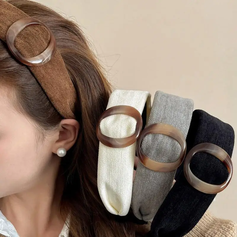 

（Summer6）1 Pc Fashionable Edge Hairband With Tortoise Shell Color Round Ring Hairband For Women Vintage Style Headwear Accessory