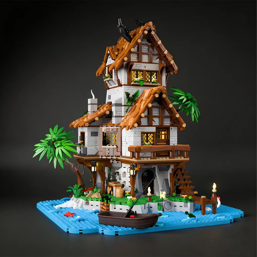 Gobricks MOC Medieval Architecture THE ISLAND Building Blocks Model Pirate Island Bricks diy Assembled Toy Collection Gift