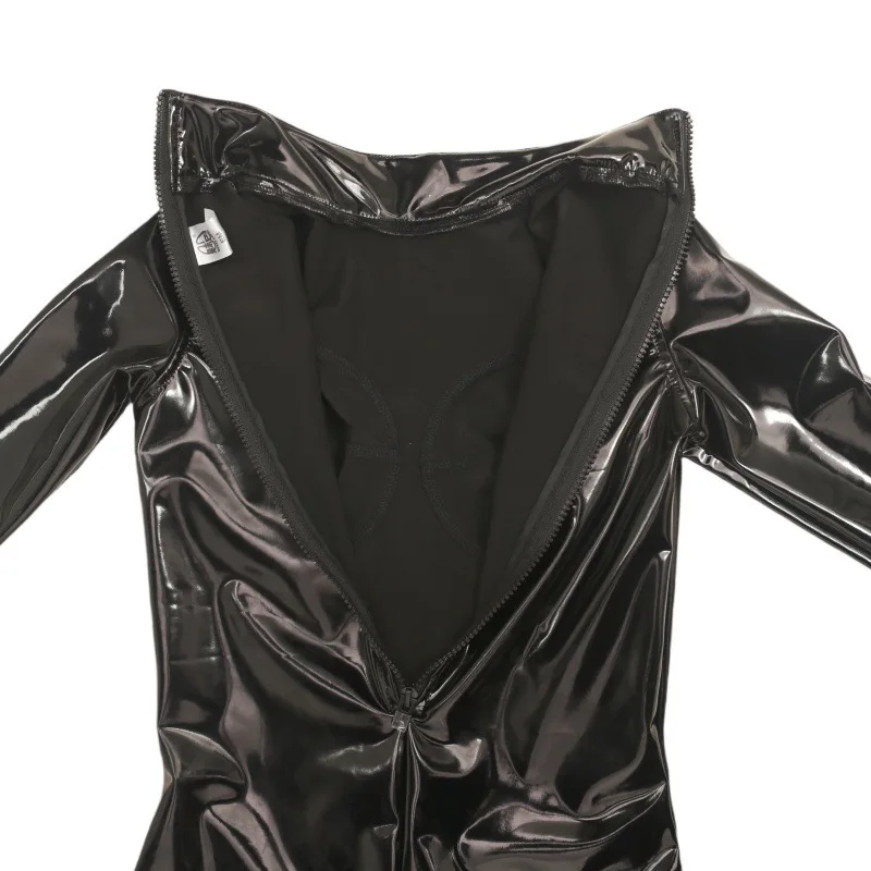 Sexy Slimming Bodysuit Glossy PVC Latex Ammonia Tight-Fitting Jumpsuit 3D Chest Shape U-Crotch Zip Open Shaping Full-Body Tights - Image 5