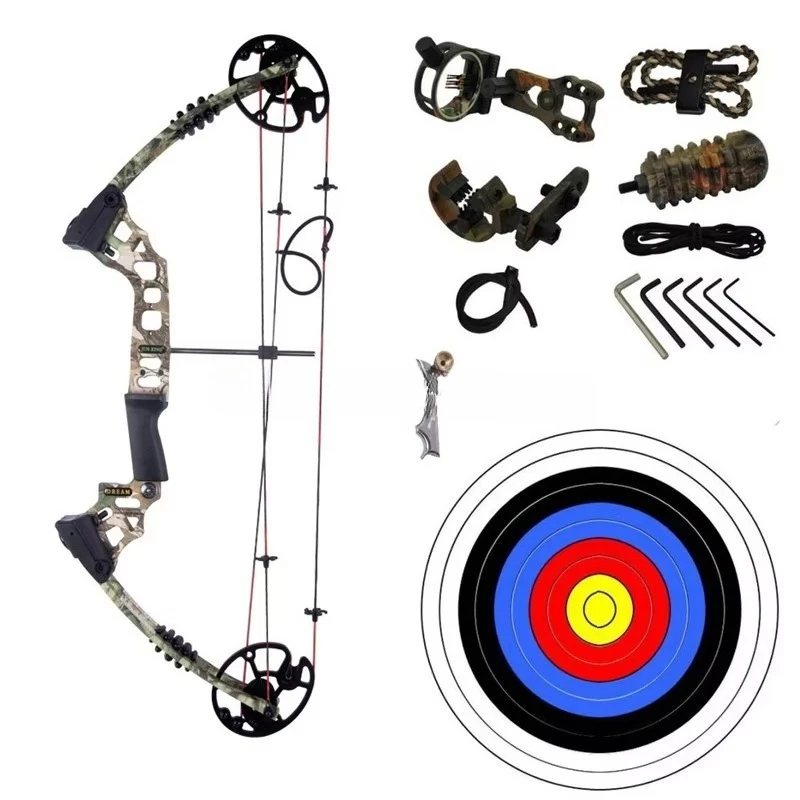 M120 Aluminum Alloy Composite Bow Set, Adjustable Pounds, Adult Outdoor Shooting Range Shooting Practice Bow and Arrow