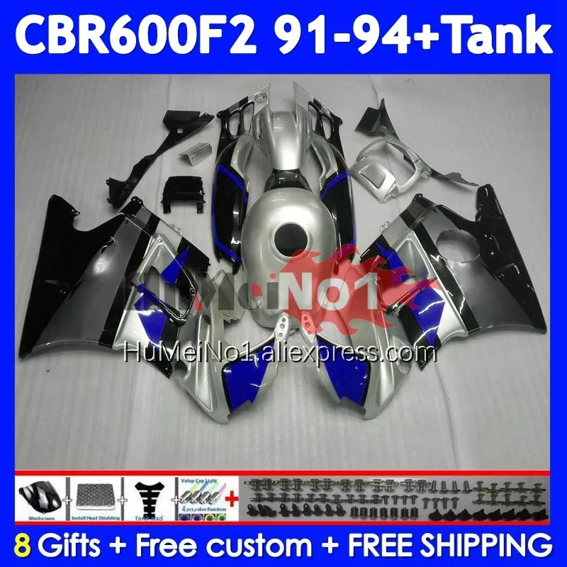 Body+Tank For HONDA CBR 600F2 600 F2 CBR600F2 91 92 93 94 Blue silver 37No.239 CBR600FS CBR600 F2 FS 1991 1992 1993 1994 Fairing