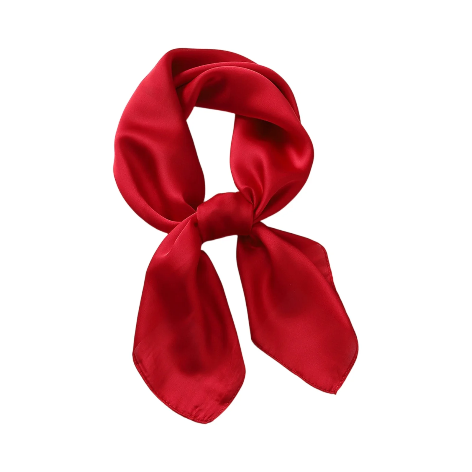 Women's Small Square Scarf Monochrome Thin Design Temperament Scarf Soft Satin Wraps Neckerchief Female Hair Bands Ribbon