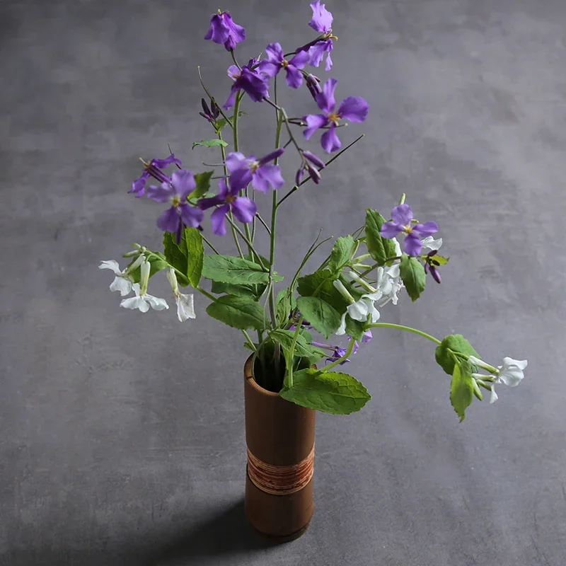 Retro Handmade Bamboo Tabletop Vase Hydroponic Flower Arrangement Pot Teahouse Ornament Weave Vase & Pen Holder Organize