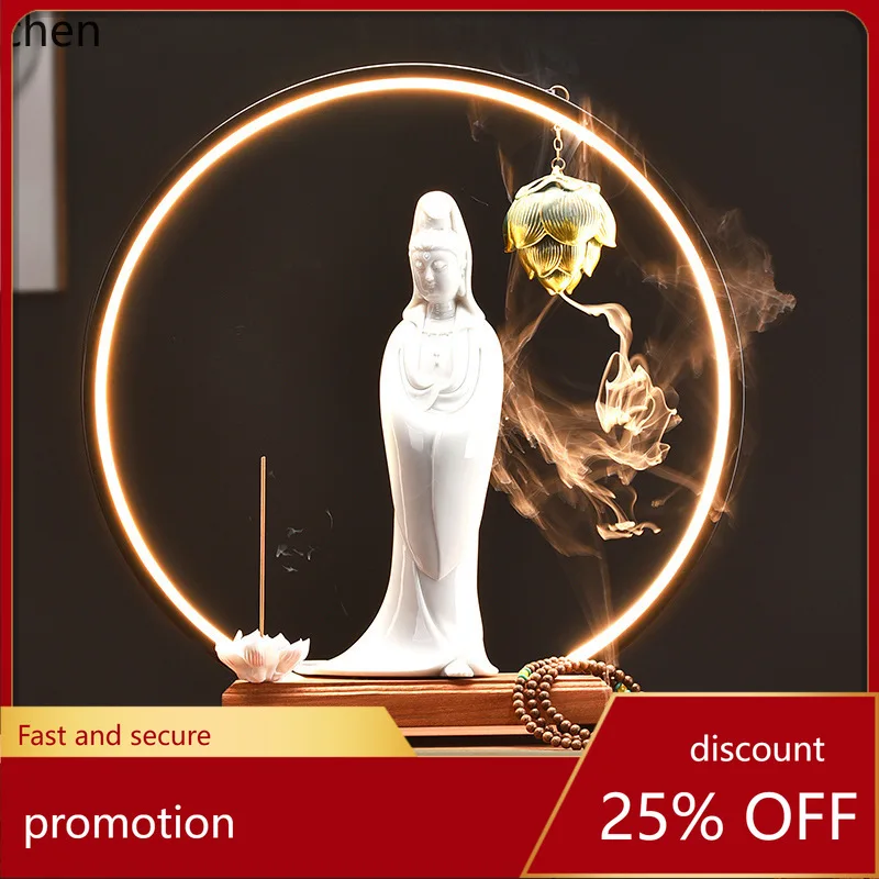 

Cz1 zen guanyin buddha ceramic retro ornament entrance living room creative decoration