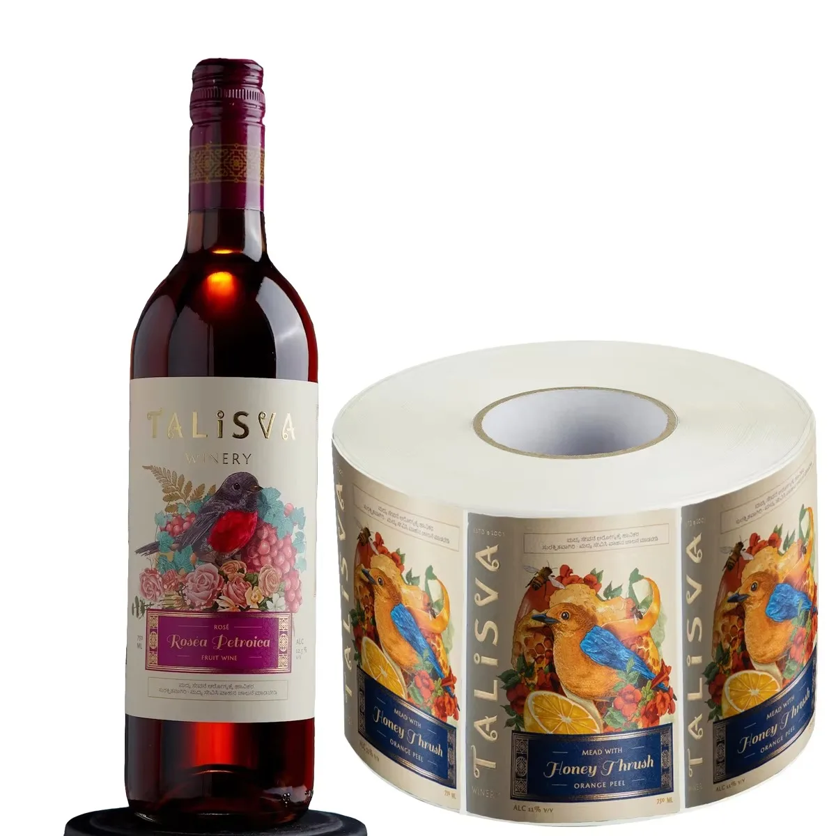 Custom Wine Bottle Label | Digital Printing Moisture-Proof Sticker | Metallic Raised Gold Foil | Waterproof Packaging Labels