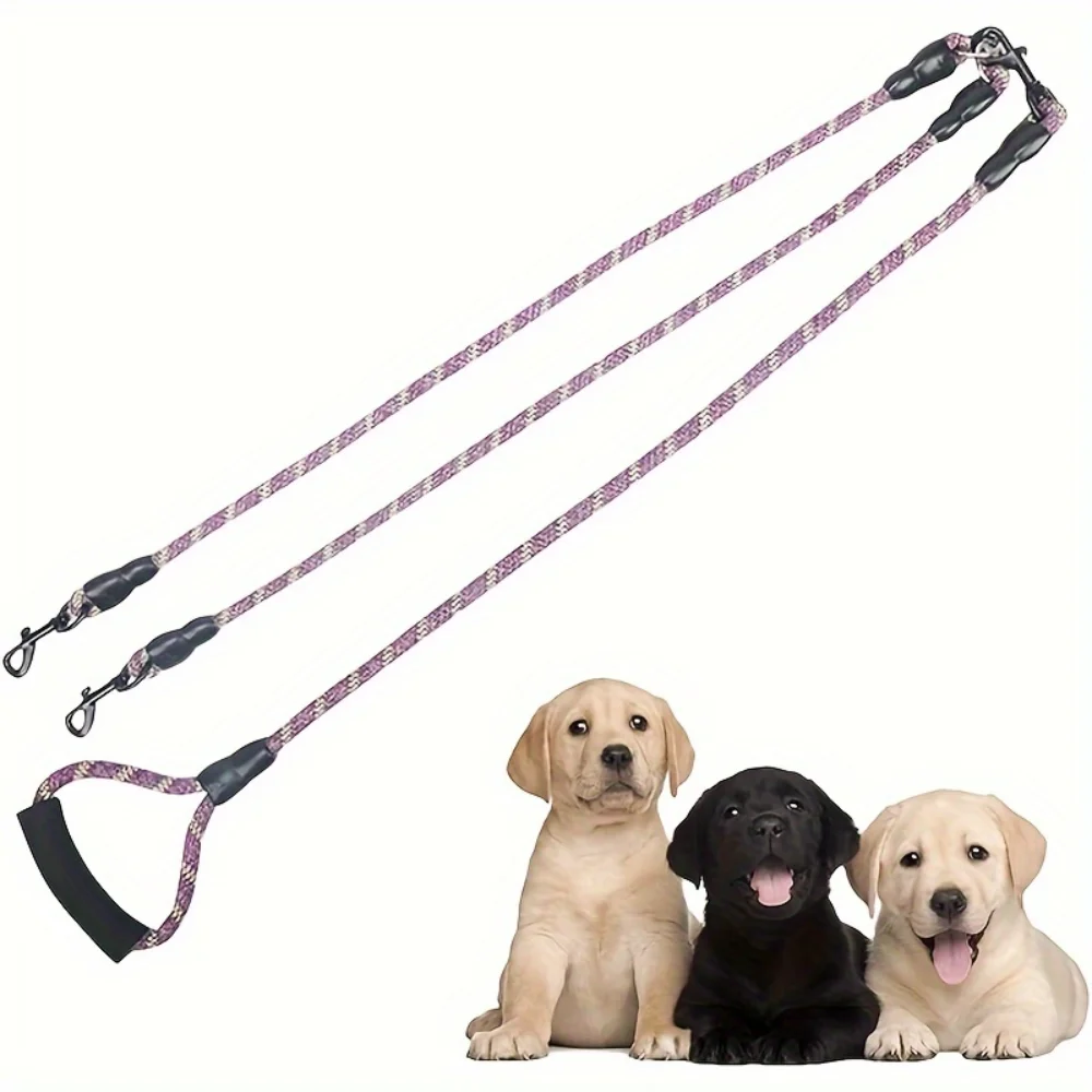 

Dual Dog Leash With Wave Pattern - Detachable, -Free Nylon Lead For Walking Two Dogs