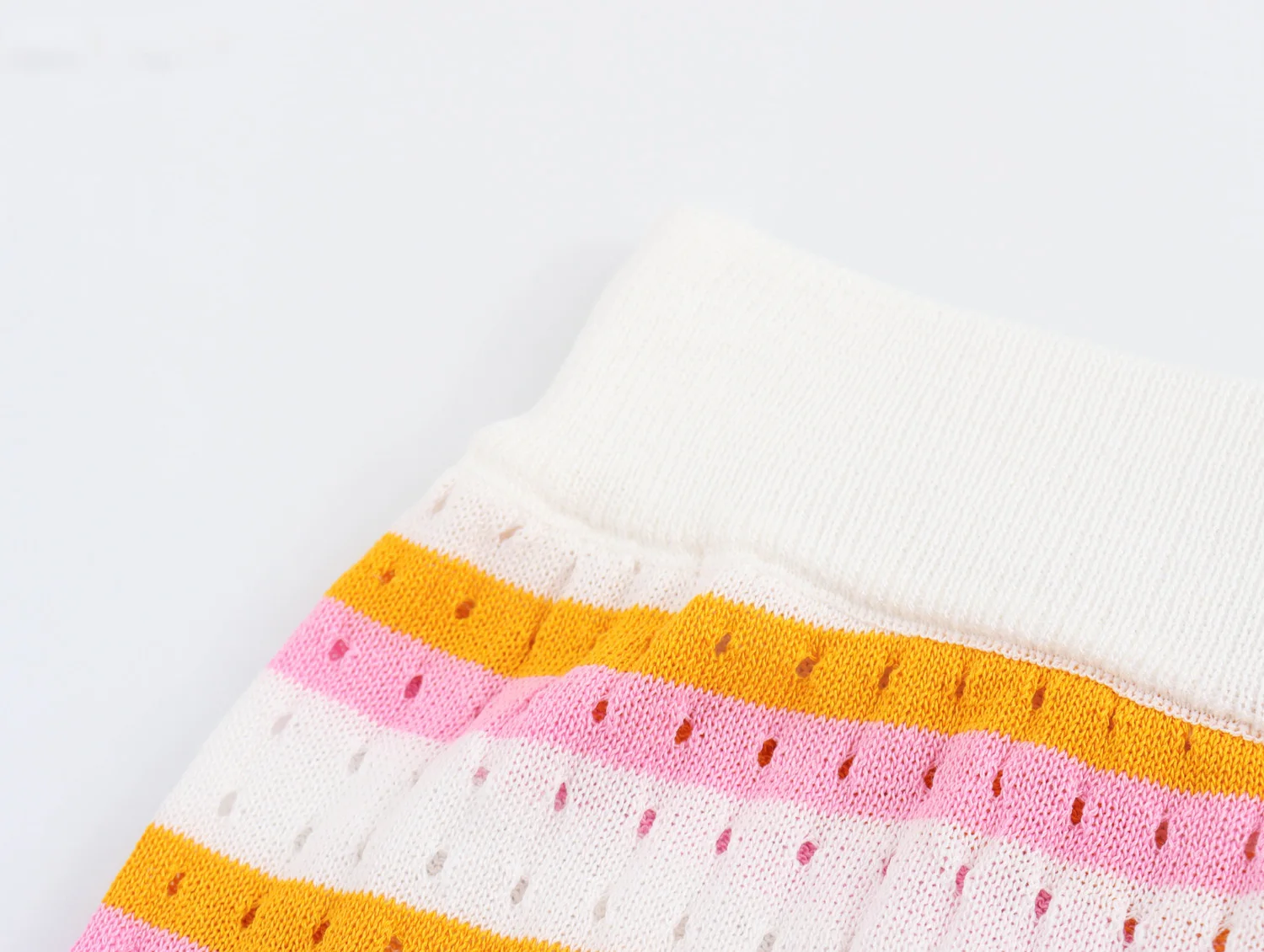 Jenny & dave shorts de verão de malha de cintura alta feminino formal listrado solto bermuda oco para fora shorts vintage feminino