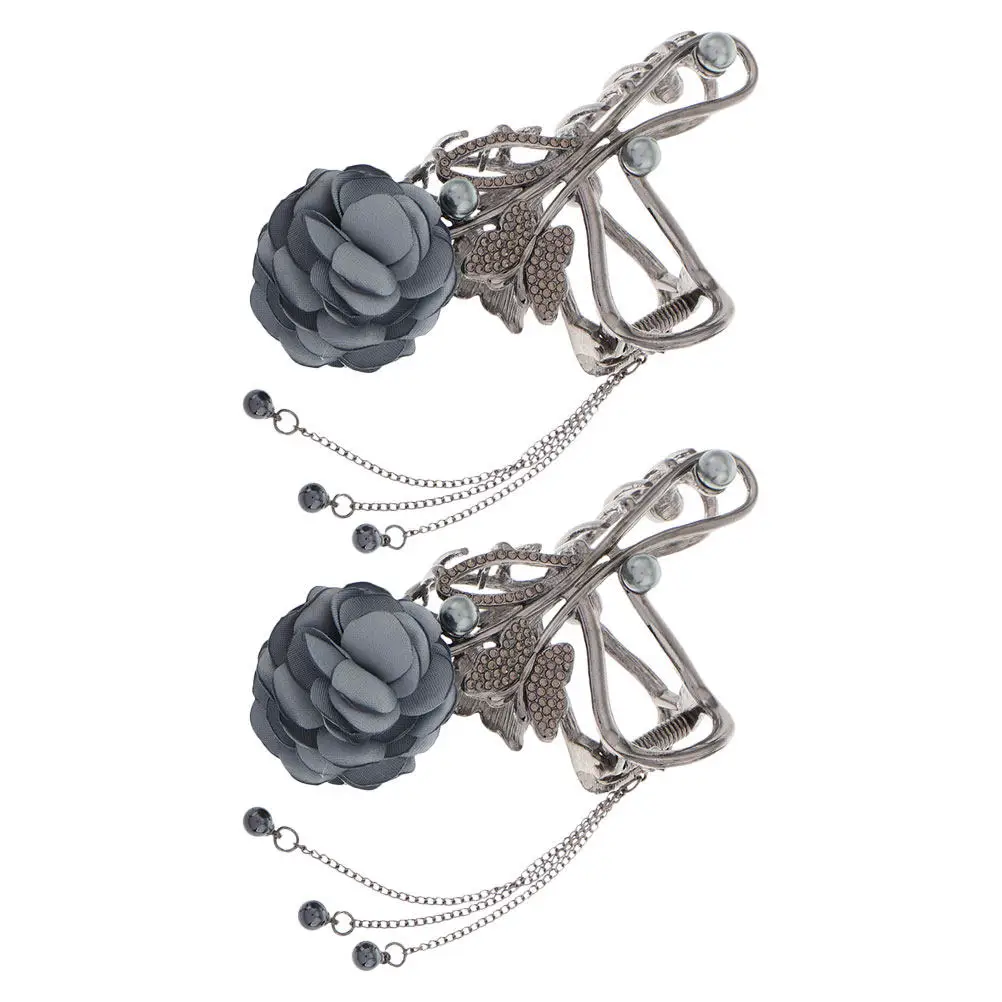 

2Pcs Rose Hair Clip Alloy Non-Slip Hair Claw Elegant Flower Design Styling Accessories for Women Girls Wedding Party