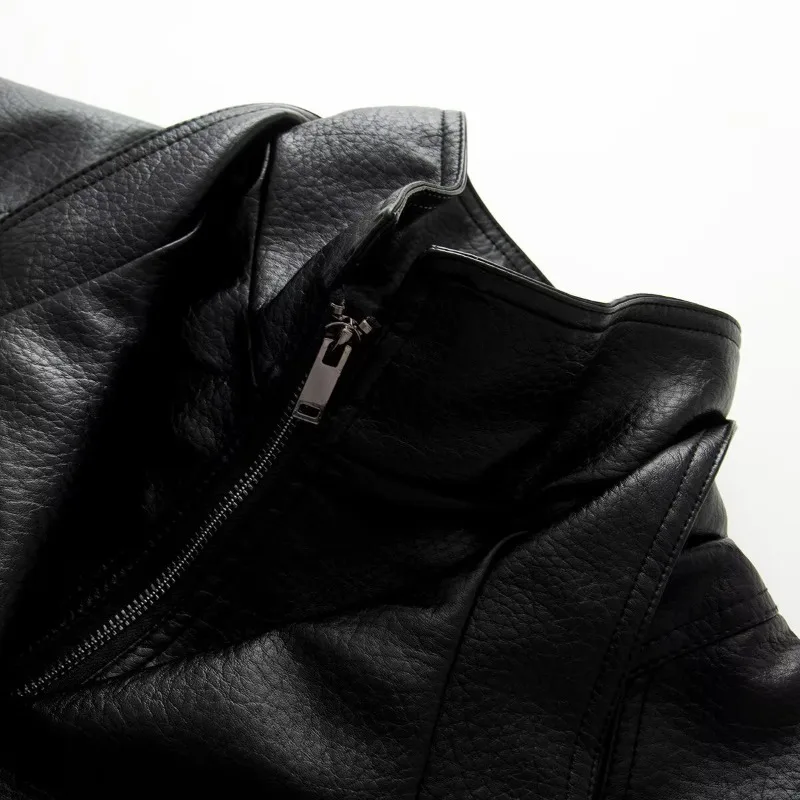 2026 Foreign Trade Spring Autumn European and American Style Fashion Mid-length Double-breasted Stand-collar PU Leather Jacket