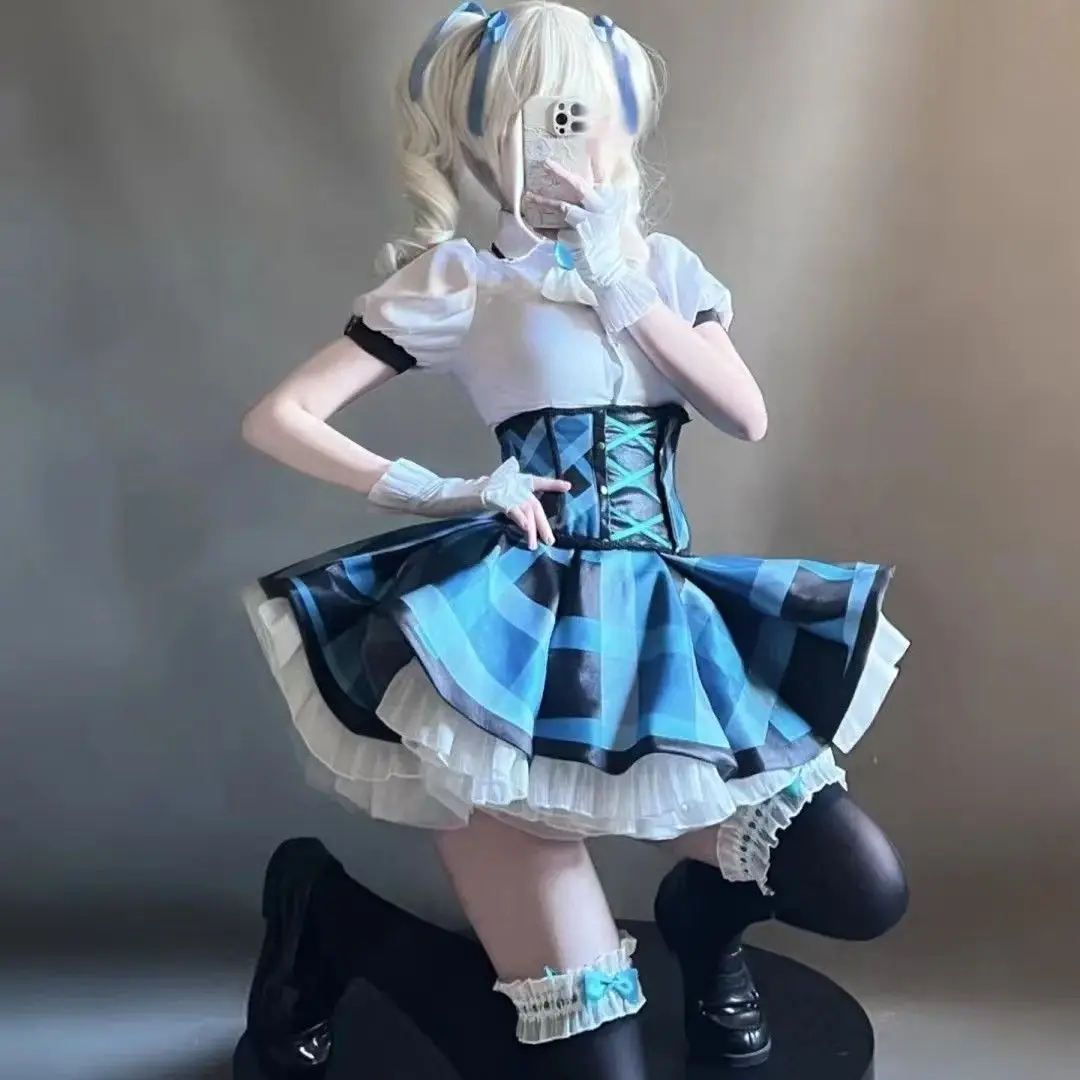

Аниме Айкацу! Косплей All Yurika, карнавальный костюм, женское милое синее платье в стиле Лолиты, парик All Yurika, косплей, униформа для вечеринки на Хэллоуин