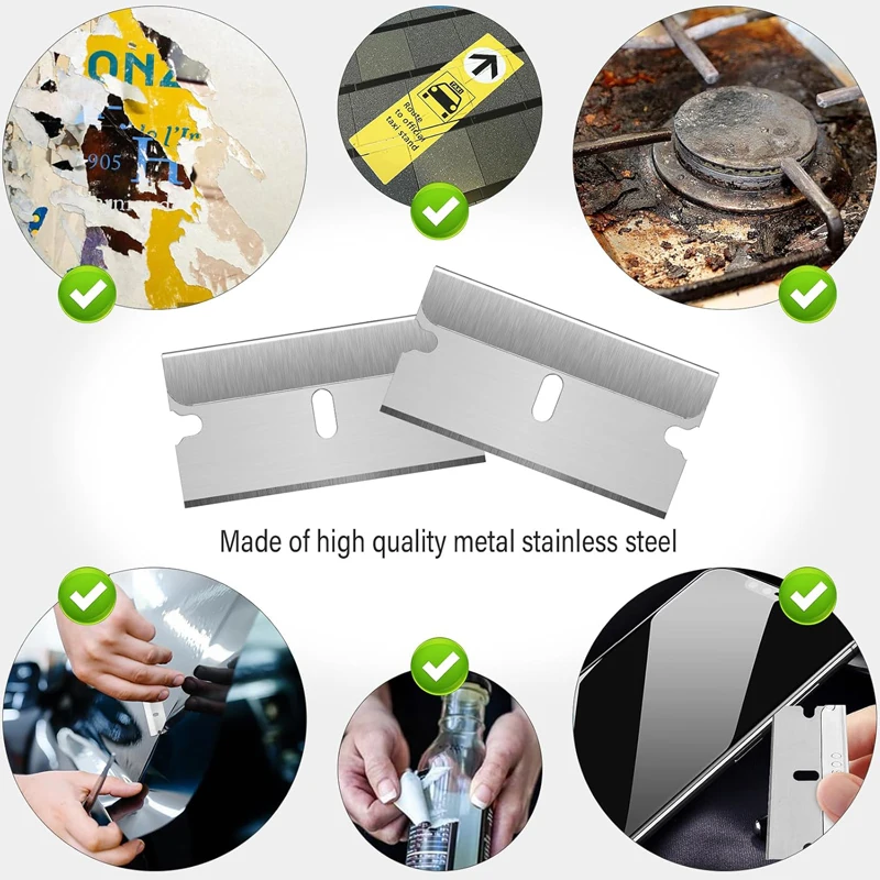 50/100pcs Razor Blades Single Edge Industrial Metal Scraper Razor Blades for Removing Labels Decal Sticker Caulk Adhesive image 4