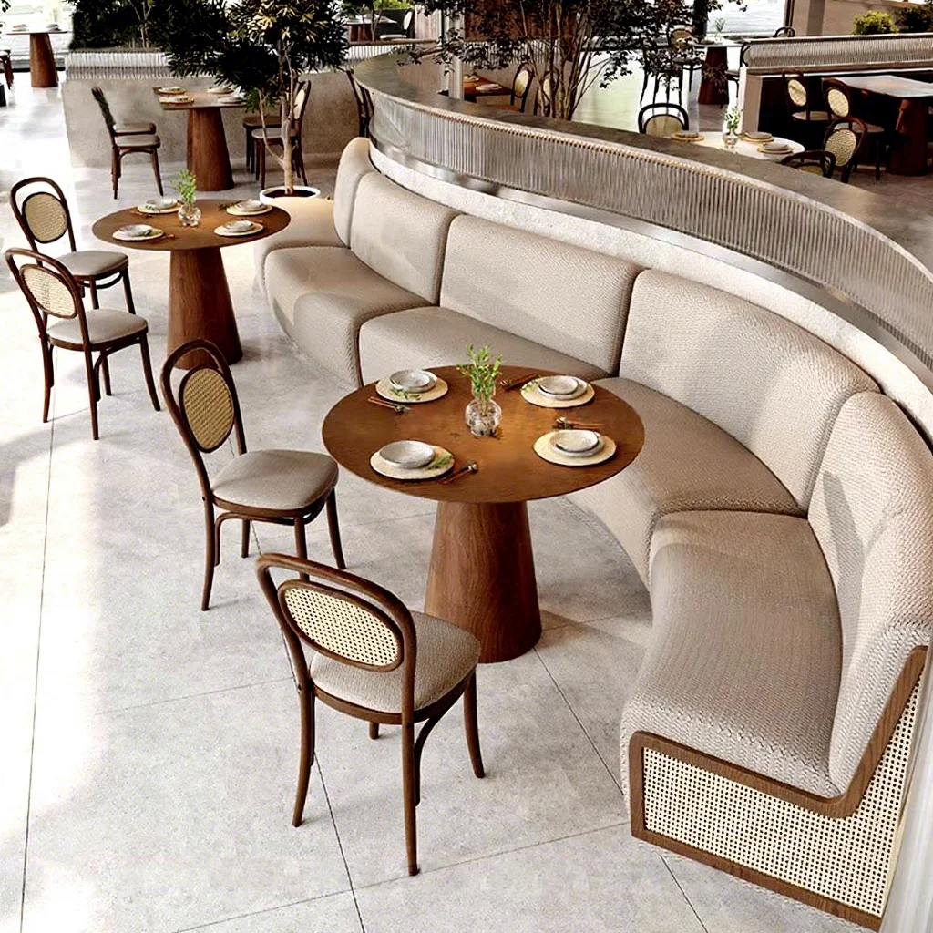 #Western Modern Outdoor Restaurant Table Chair Set with Solid Wood Chairs for Commercial Use in Hotel Living Room & Apartment