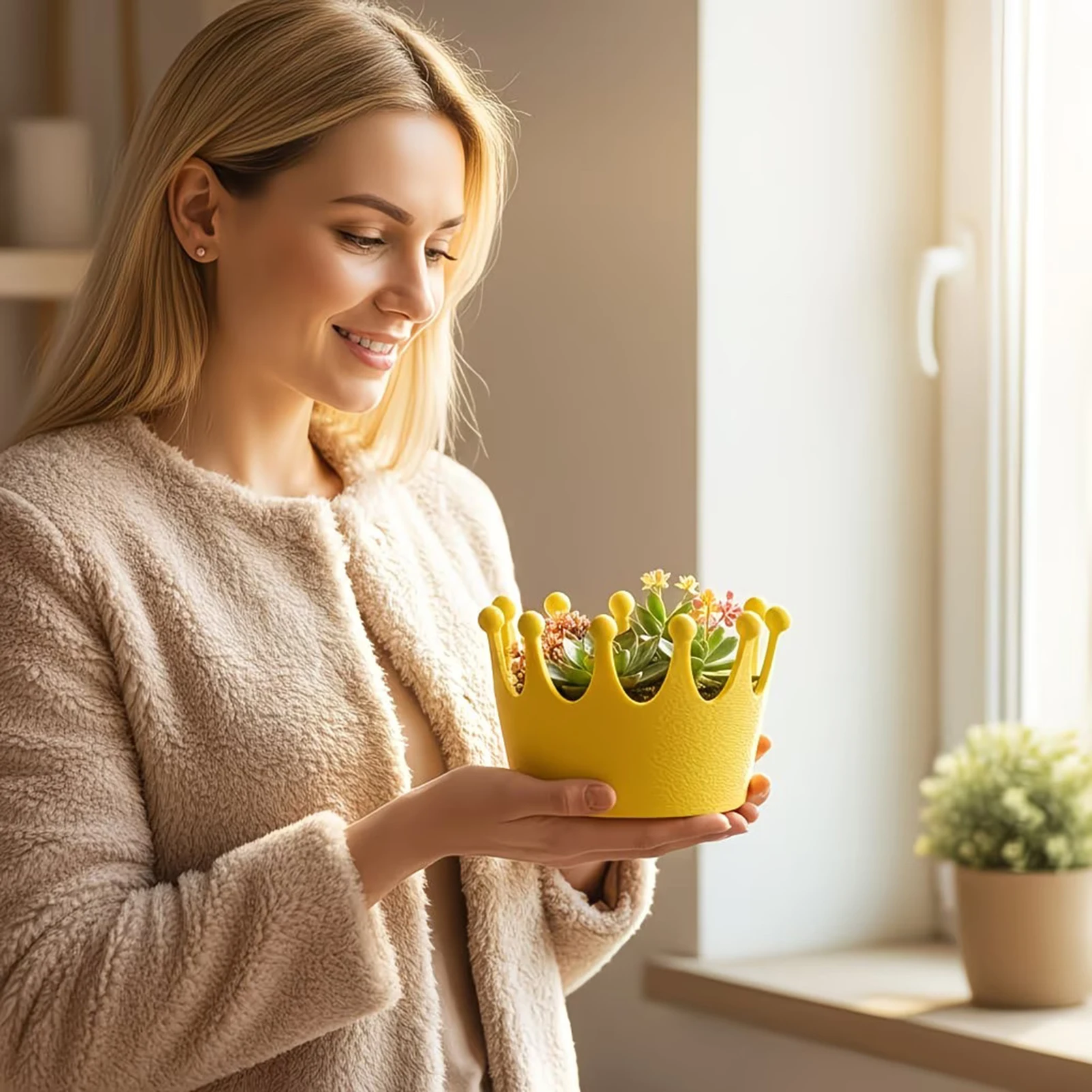 Crown Shaped Storage Box Decorative Jewelry Key Succulent Planter for Bedroom Living Room