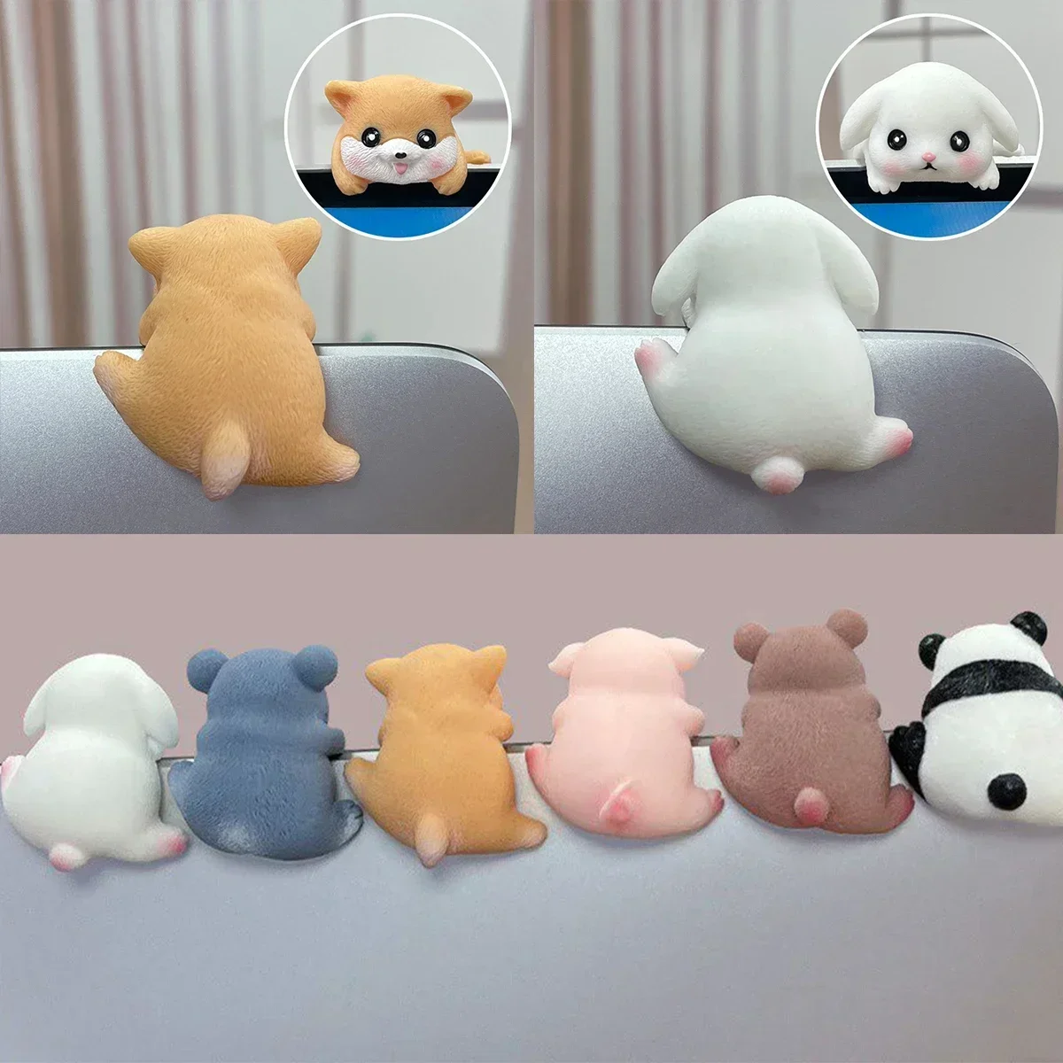 Cute Screen Ornaments Monitors Easy-Lying Animal Ornaments Car Navigator Screen Ornaments Computer TV Monitors Animal Ornaments