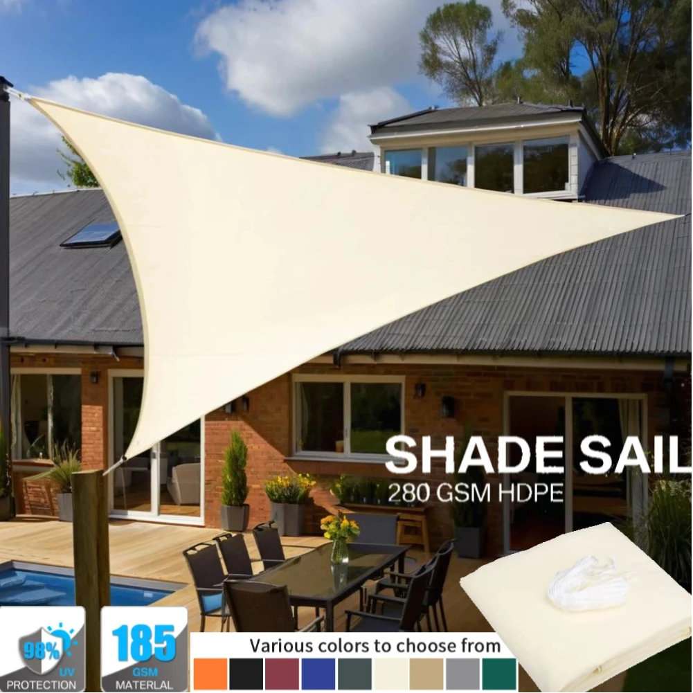 5x5x5/2x2x2M Waterproof Sun Shelter Triangle Sunshade Outdoor Canopy Garden Patio Pool Shade Sail Awning Protection Shade Cloth