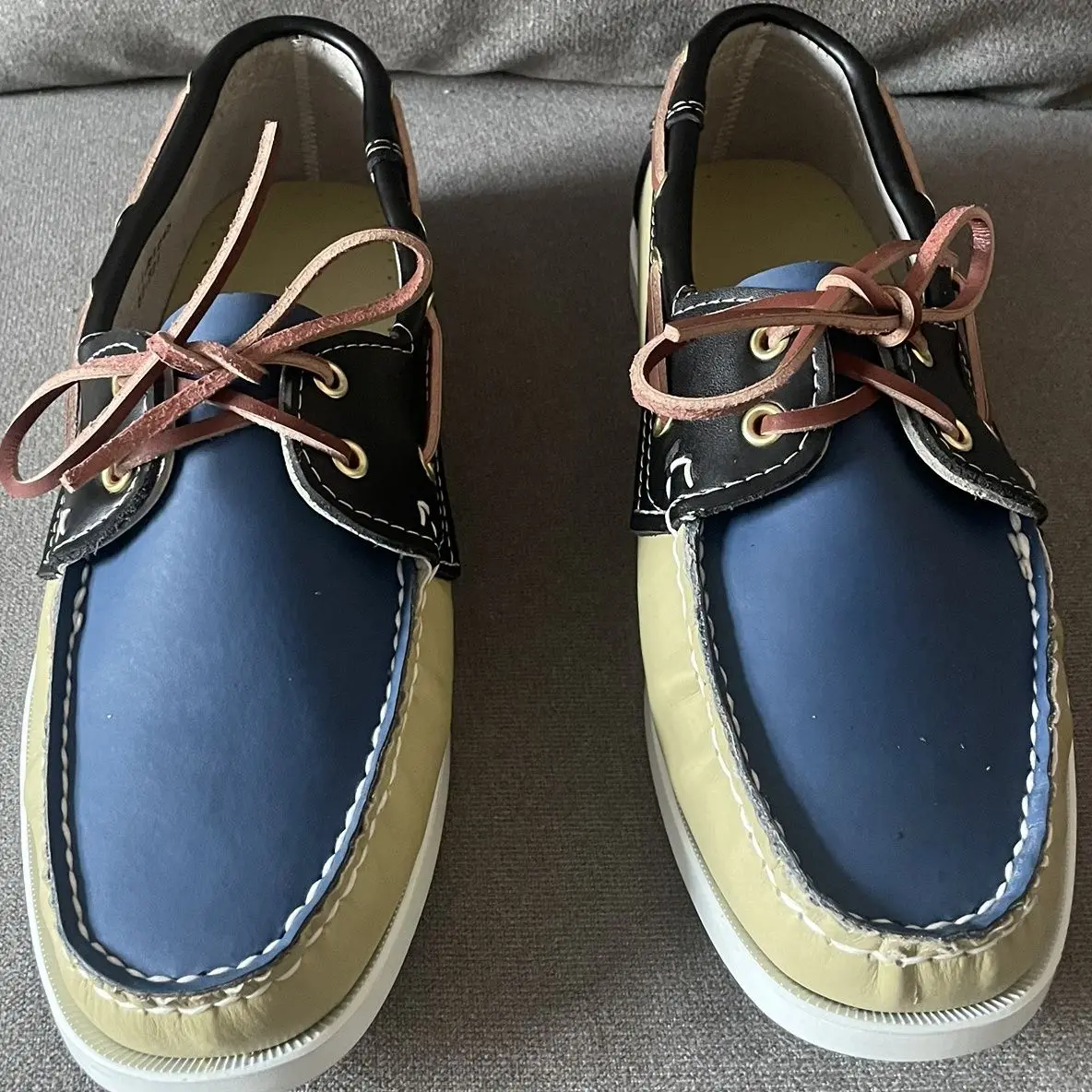 Genuine Leather Classic Docksides Boat Shoes Mocassins Shoes Handsewn Shoes Mens Casual Loafers Non-Slip Rubber Outsoles