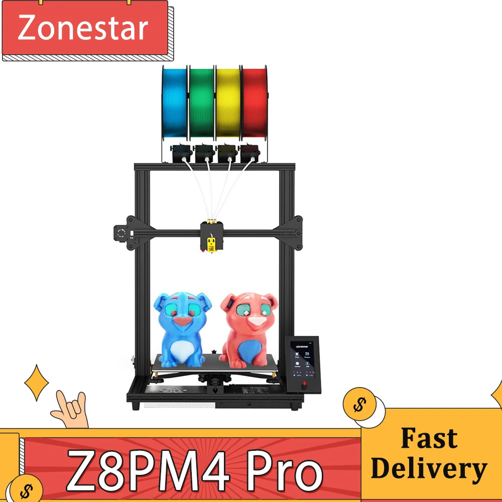 Zonestar Z8PM4 Pro 4 Titan Extruders 3D Printer, 4 in1 out Color-Mixing, Auto Leveling, 32Bit Mainboard, LCD Screen, Open Source