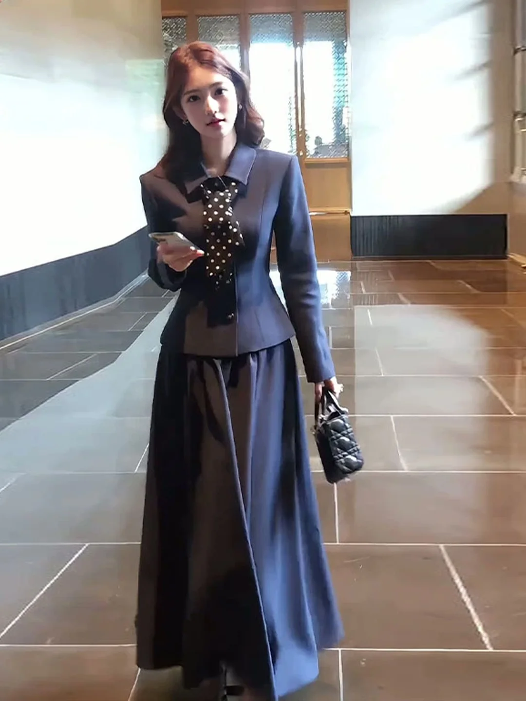 

Elegant Tailored Suit Jacket And High Waist Skirt Two Piece Set for Women Autumn Fashion Ensemble Professional Sensation