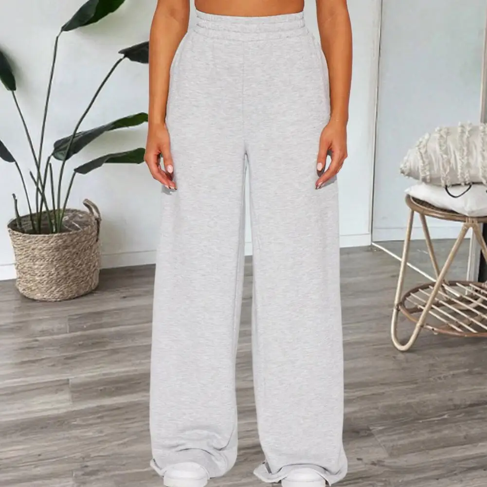 ارتفاع الخصر الهيب هوب نمط Sweatpants سيدة السراويل الطويلة غير رسمية النساء سراويل تقليدية بلون واسعة الساق بنطلون مع جيوب مرنة #1