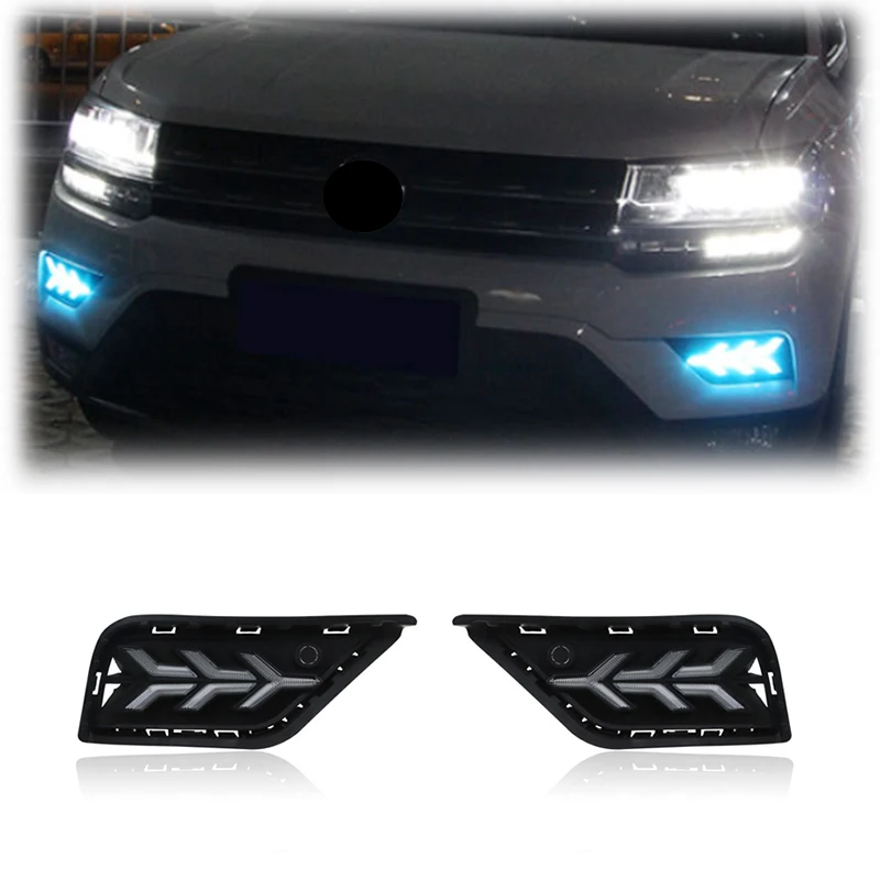 

Gobison 3 Colors Daytime Running Light With Yellow Turn Signal Fog Lamp For Volkswagen VW Tharu 2019-2022 Fog Lamp