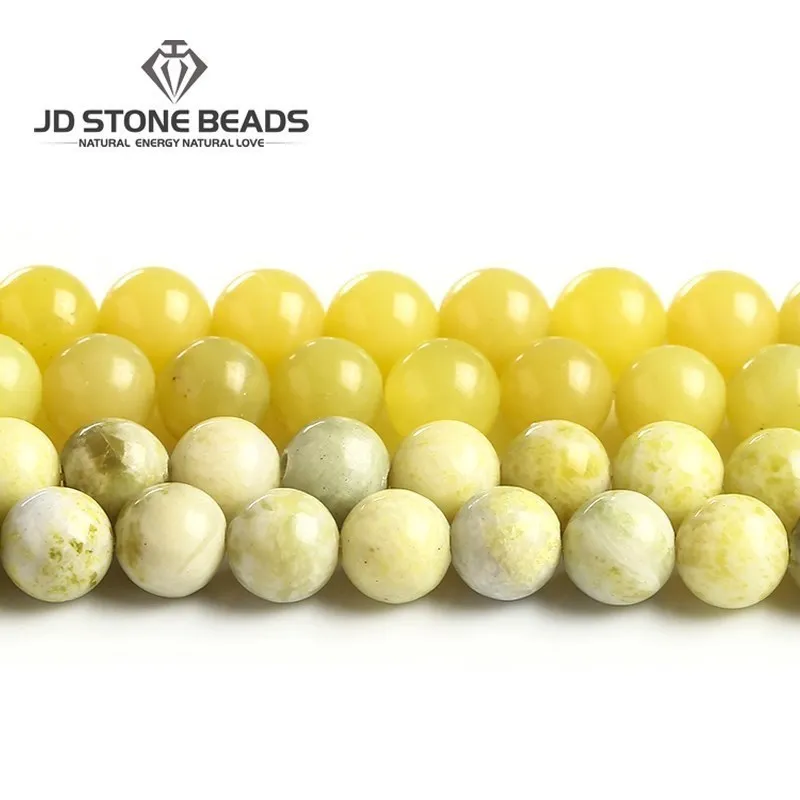 Wholesale 4 6 8 10 12MM Natural Ice Lemon Jade Stone Beads  Loose Stone Beads For Jewelry DIY Bracelet Necklace Accessories 15''