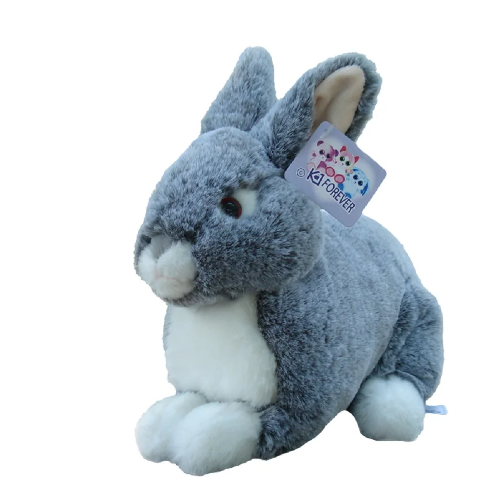 new plush squating rabbit toy high quality gray rabbit doll gift about 27x22cm