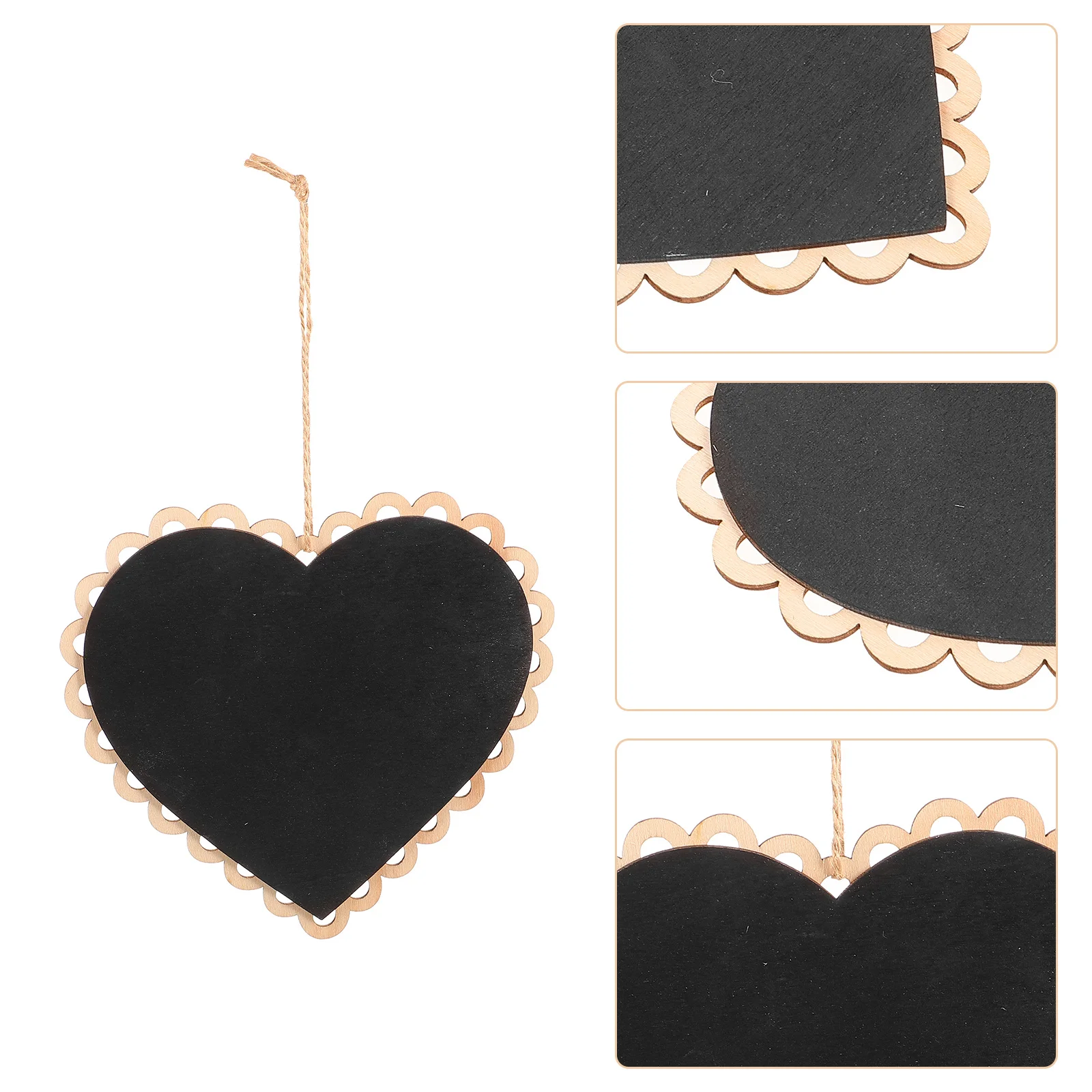 

Heart Shaped Mini Wooden Hanging Blackboard Chalkboard Message Board Wood Color Wall Sign Display Menu Reminder