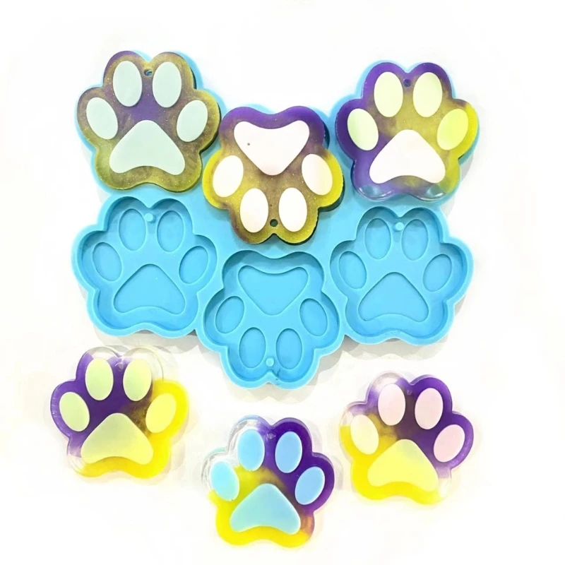 Jewelry Casting Molds,Silicone Pendant Resin Molds 6Cavity Cat-Paw Earrings Mold