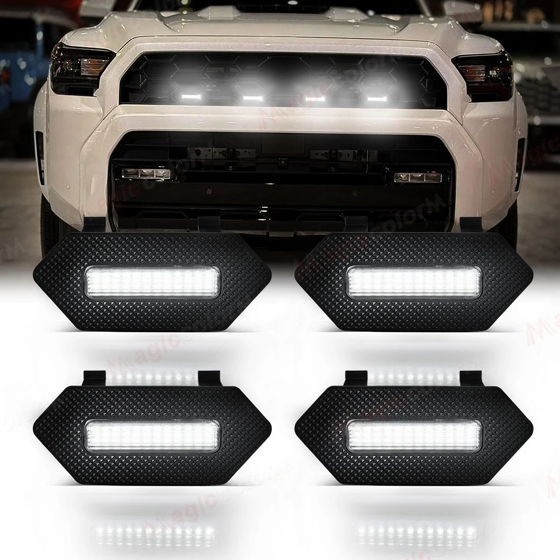 For Toyota 4Runner 4 Runner TRD Pro 2025 Car Grille Lights Front Grill LED DRL White Amber Warning Daylights Car Accessories 4PC