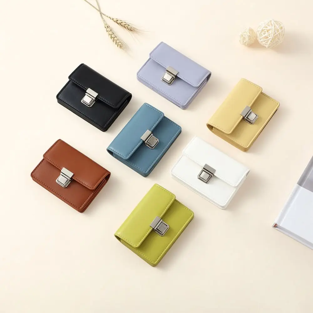 

New PU Leather Women Wallets Portable Small Coin Purse Solid Color Large Capacity Money Bag Female