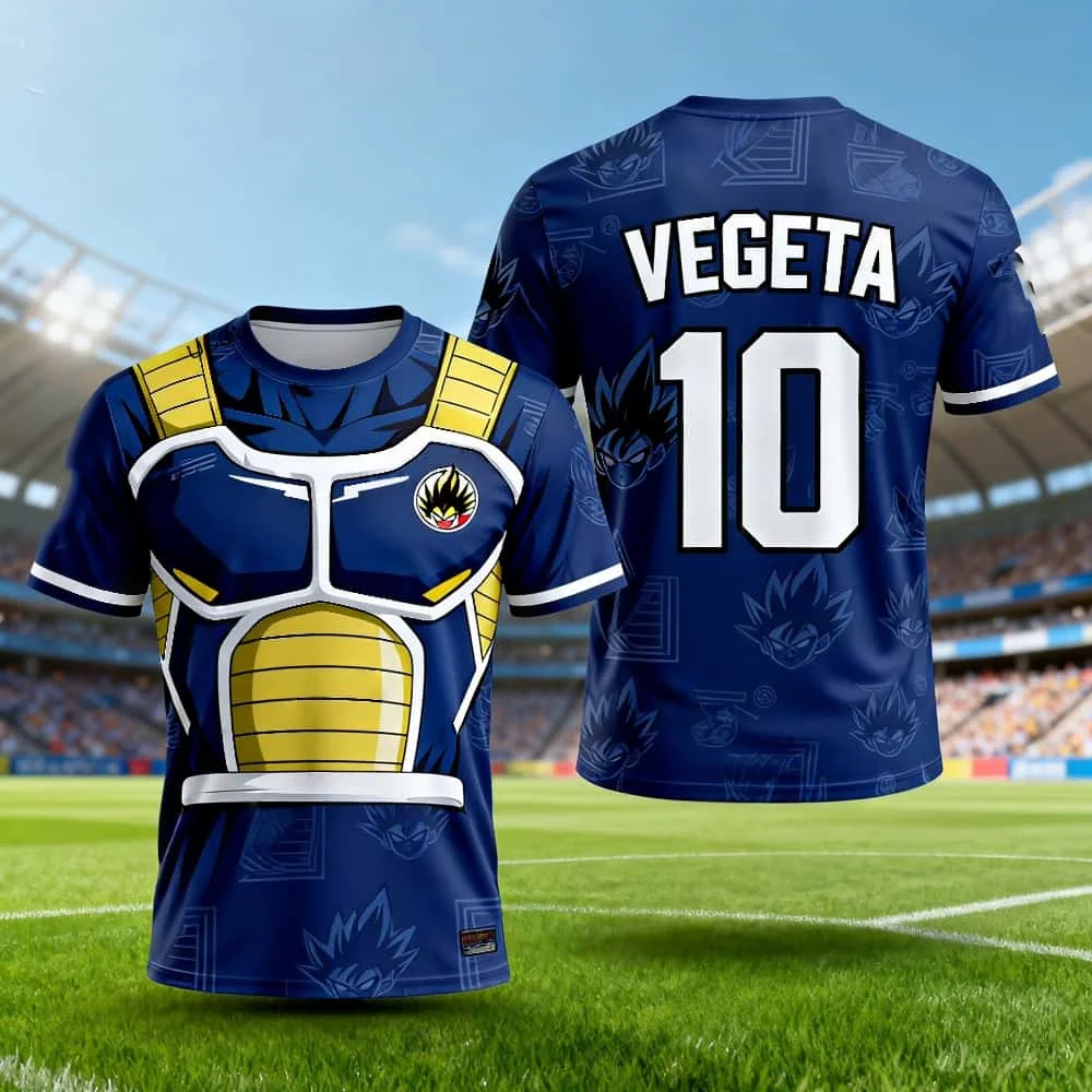 2026/27 Dragon Ball Vegeta 10 Nr. 10 3D-Druck Anime Fußballtrikot Rundhals-T-Shirt Blau Lässige Streetwear Unisex Kurzarm – Detail 10
