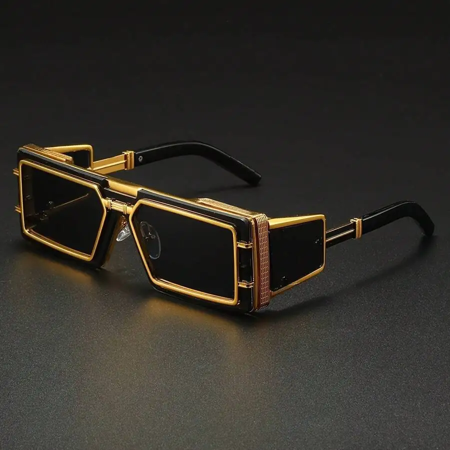 

High-End Futuristic Cyberpunk Sunglasses Men Metal Frame Travel Photography