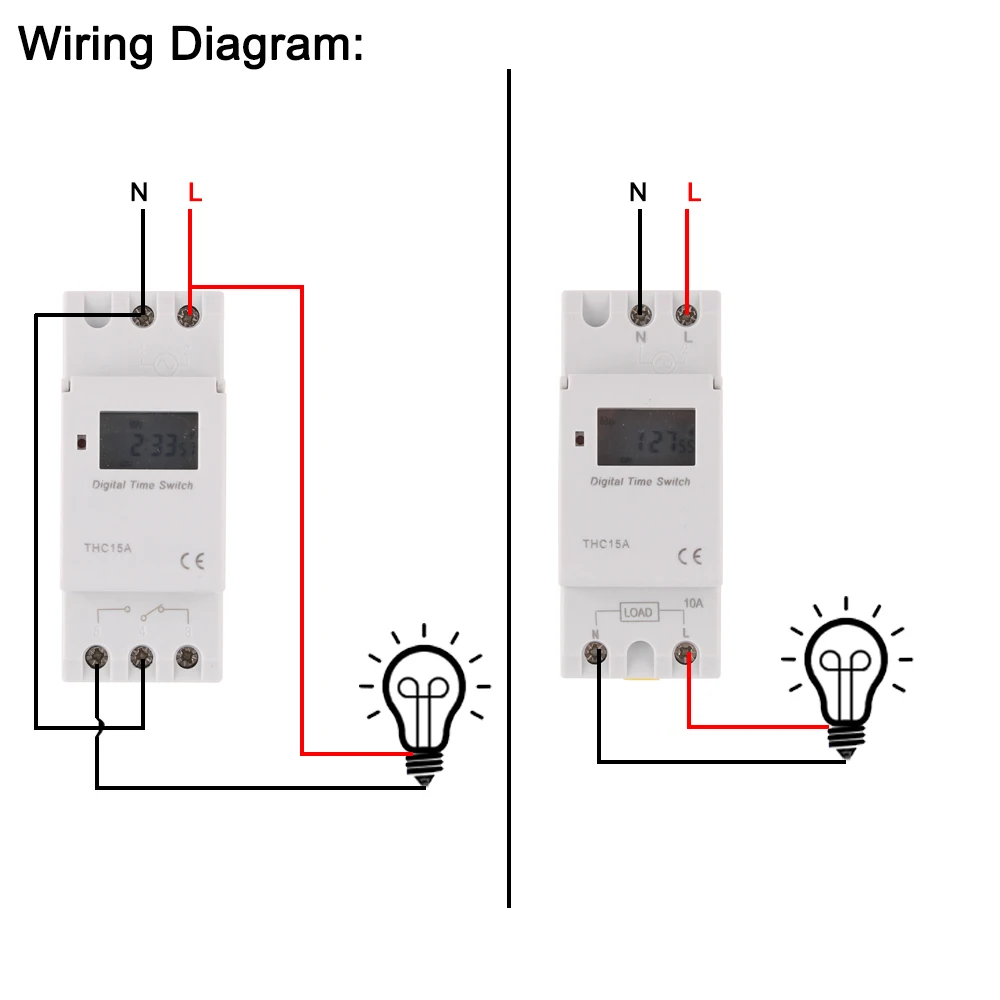 New Type Din Rail THC15A 20ON OFF Weekly 7 Days Programmable Digital TIME SWITCH Relay Timer Control AC 12V 24V 230V 220V