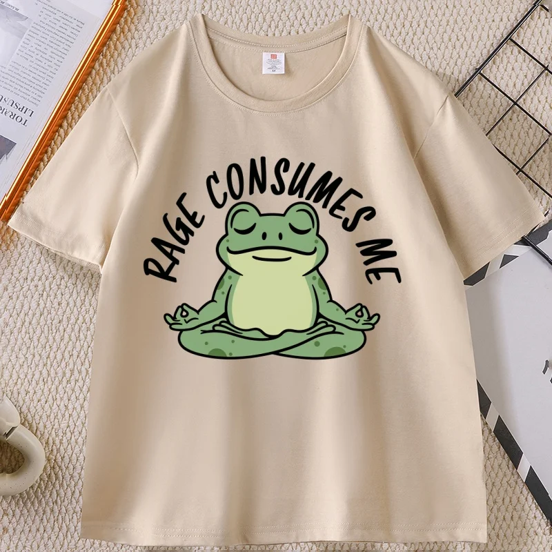 

Funny Meditating Angry Frog T-Shirt Men Women Rage Consumes Me Tee Cute Humor Short Sleeve T Shirt Casual Comfortable Clothing