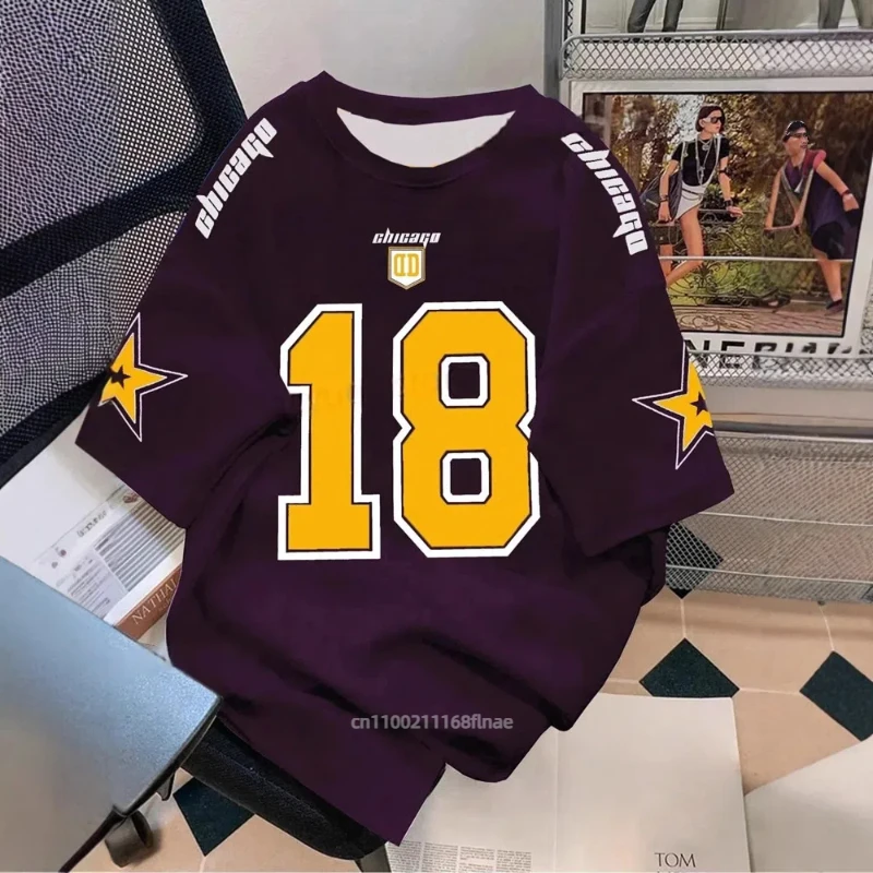 2025 뉴 스트릿 댄스 의상 3D 레트로 반팔 스포츠 남녀 공용 스트릿 캐주얼 힙합 저지 스포츠 티셔츠