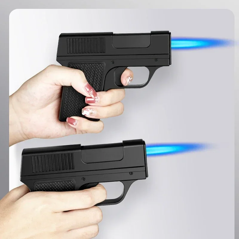 2024 New Clip Gun Type Gas Lighter Three Capacity Cigarette Holder Windproof Jet Butane Blue Flame Portable Lighters Men's Gifts