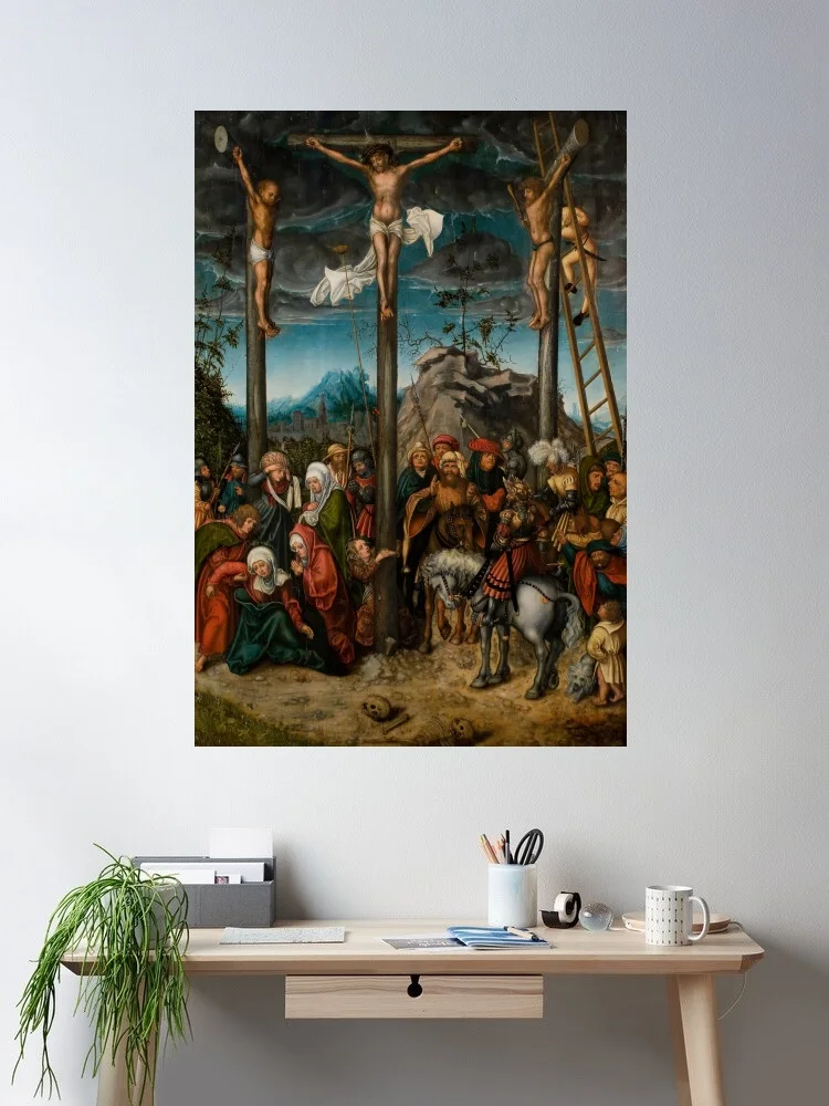 

Lucas Cranach the Elder - The Crucifixion Giclee Fine Painting, Art Print Canvas Poster, Living Room Decor, Home Wall Picture