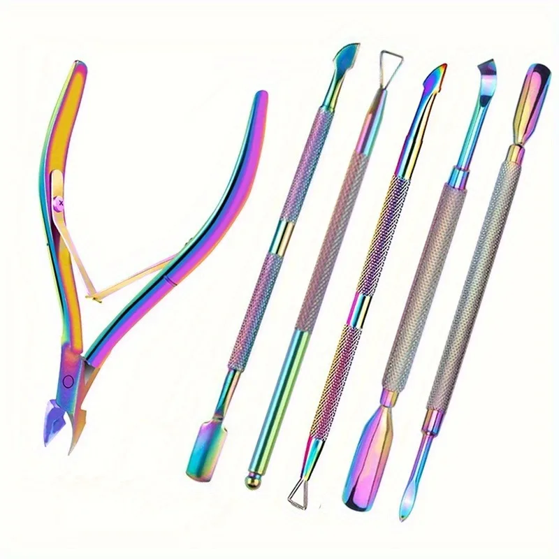 

Nail Cuticle Pusher Tweezer Rainbow Cutter Nipper Clipper Dead Skin Remover Stainless Steel Manicure Nails Art Tool Manicure Too