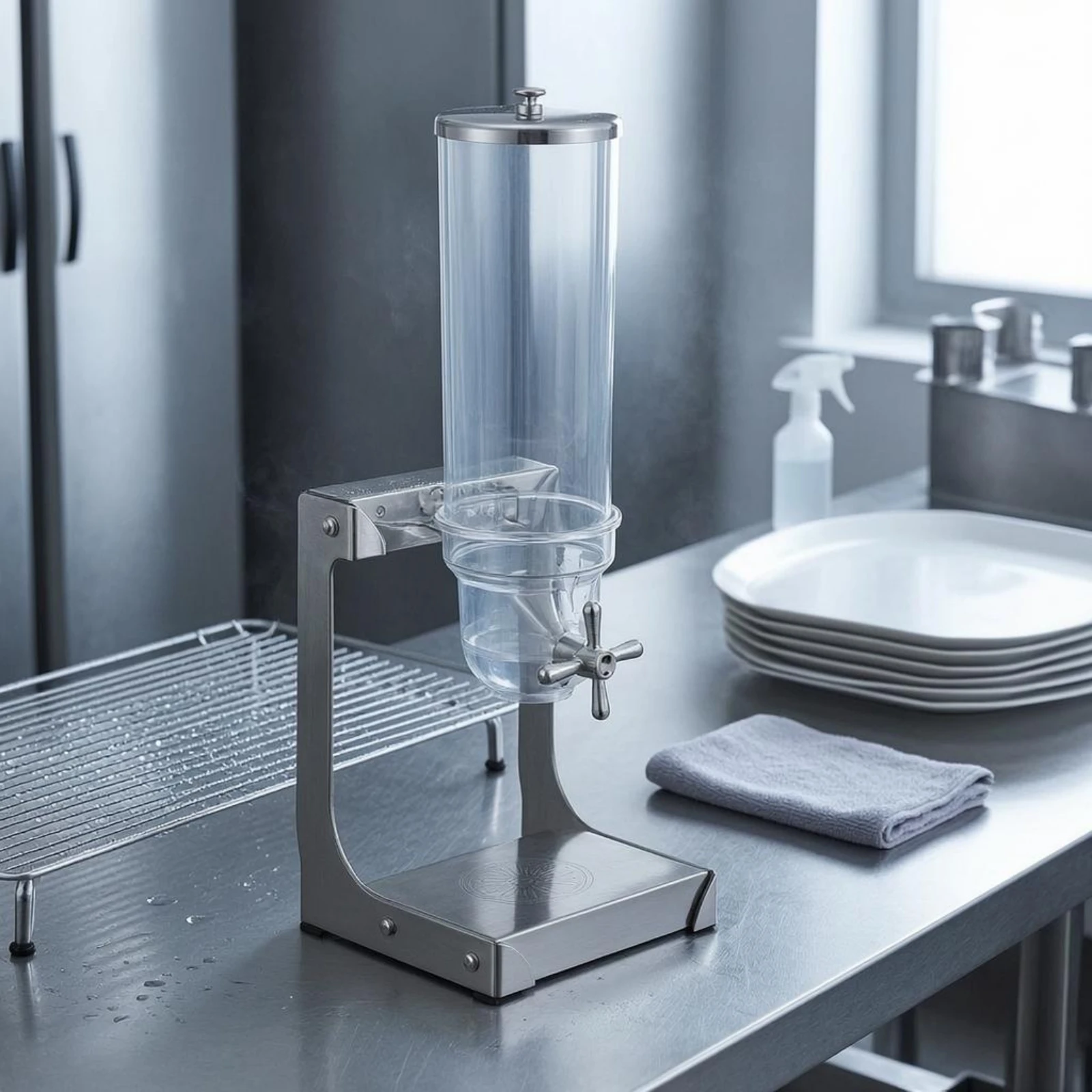 Countertop Grain Dispenser Stainless Steel Dry Food Dispenser Kitchen Storage Clear Hoppers Transparent Containers view 5