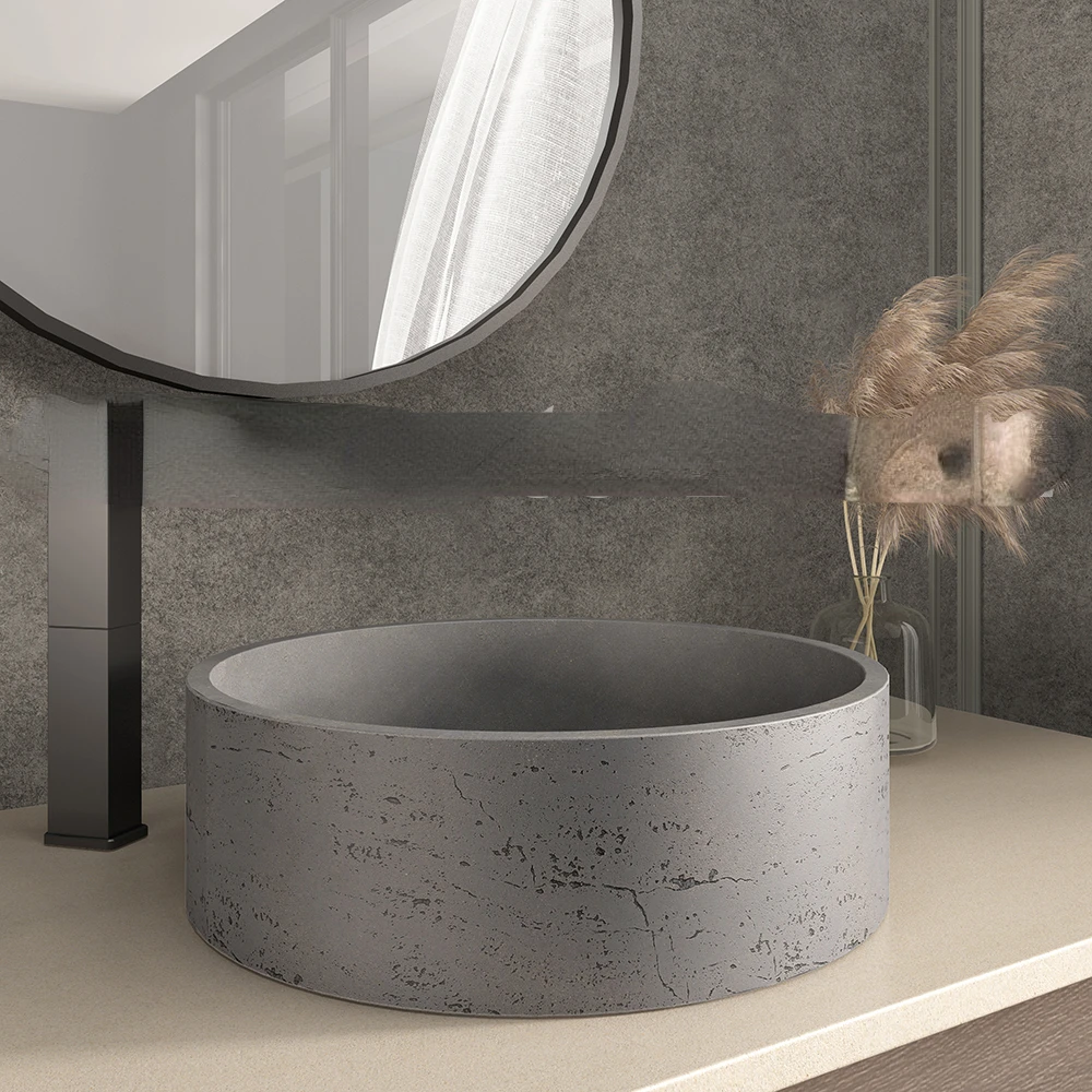 Custom Moulding Twisted Shape Cement Concrete Polished Solid Surface Wash Basin Contemporary Bathroom Sinks