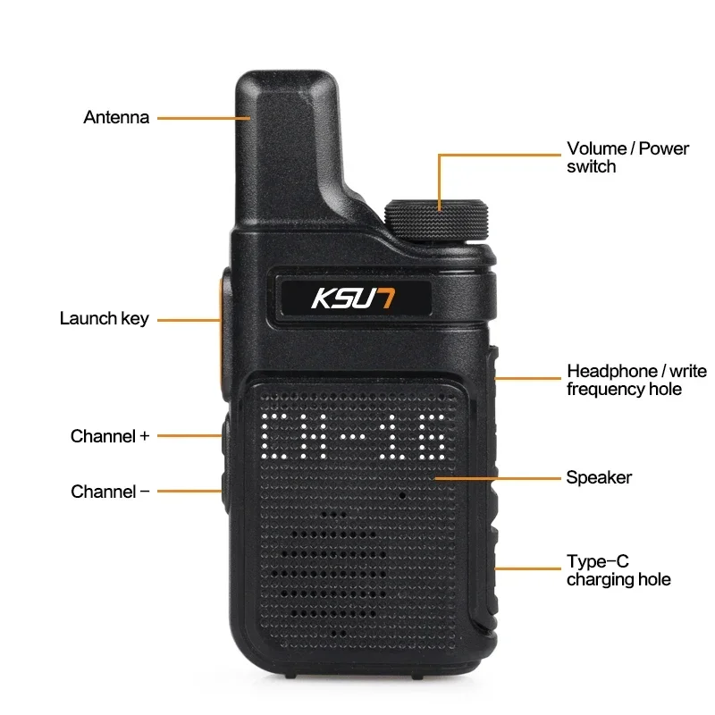 KSUN-walkie-talkie portátil de alta potencia, M6, 6W,400-470,TYPE-C, Cargador rápido USB, una tecla a la frecuencia, Radio bidireccional