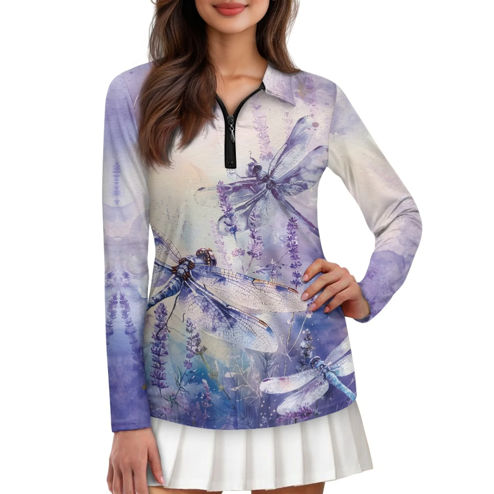 PENSTROLL Dragonfly Womens Slim Fit Hiking Tops Breathable Ladies Golf Polo Shirts for Badminton