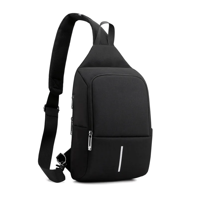 Chest Bag Men\'s Cross-body Chest Bag One Shoulder Chest Bag USB Rechargeable Small Backpack