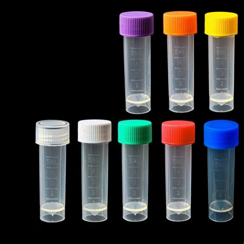 50PCS 5ml Screw Cryo Tube Mold Graduation Silicone Ring Frosted Surface Lab Tube for Specimen Low Temperature Storage