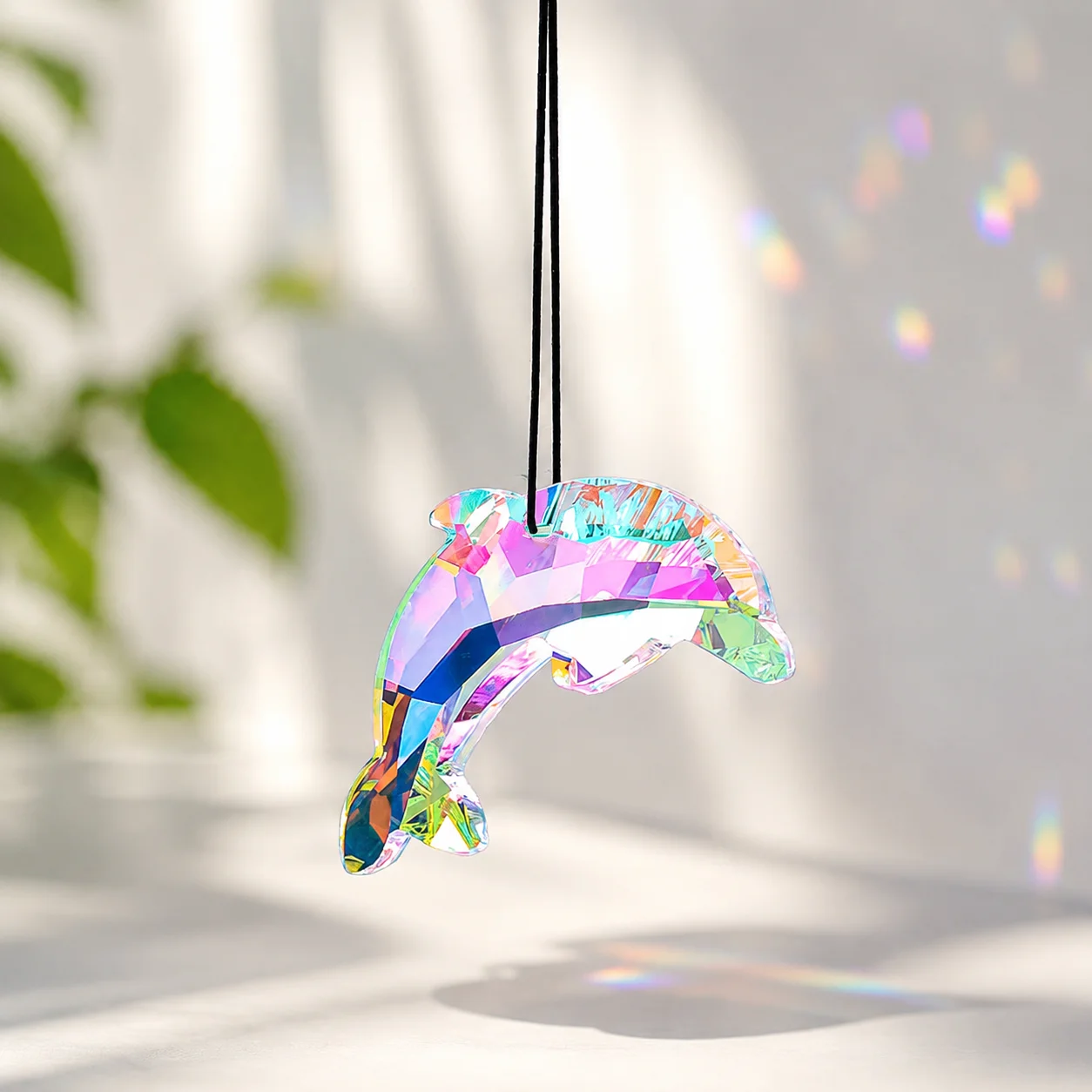 AB Dolphin Suncatcher Crystal Prism Captivating Rainbow Light Reflection Garden Hanging Decor Ocean Lover Glass Pendant Gifts