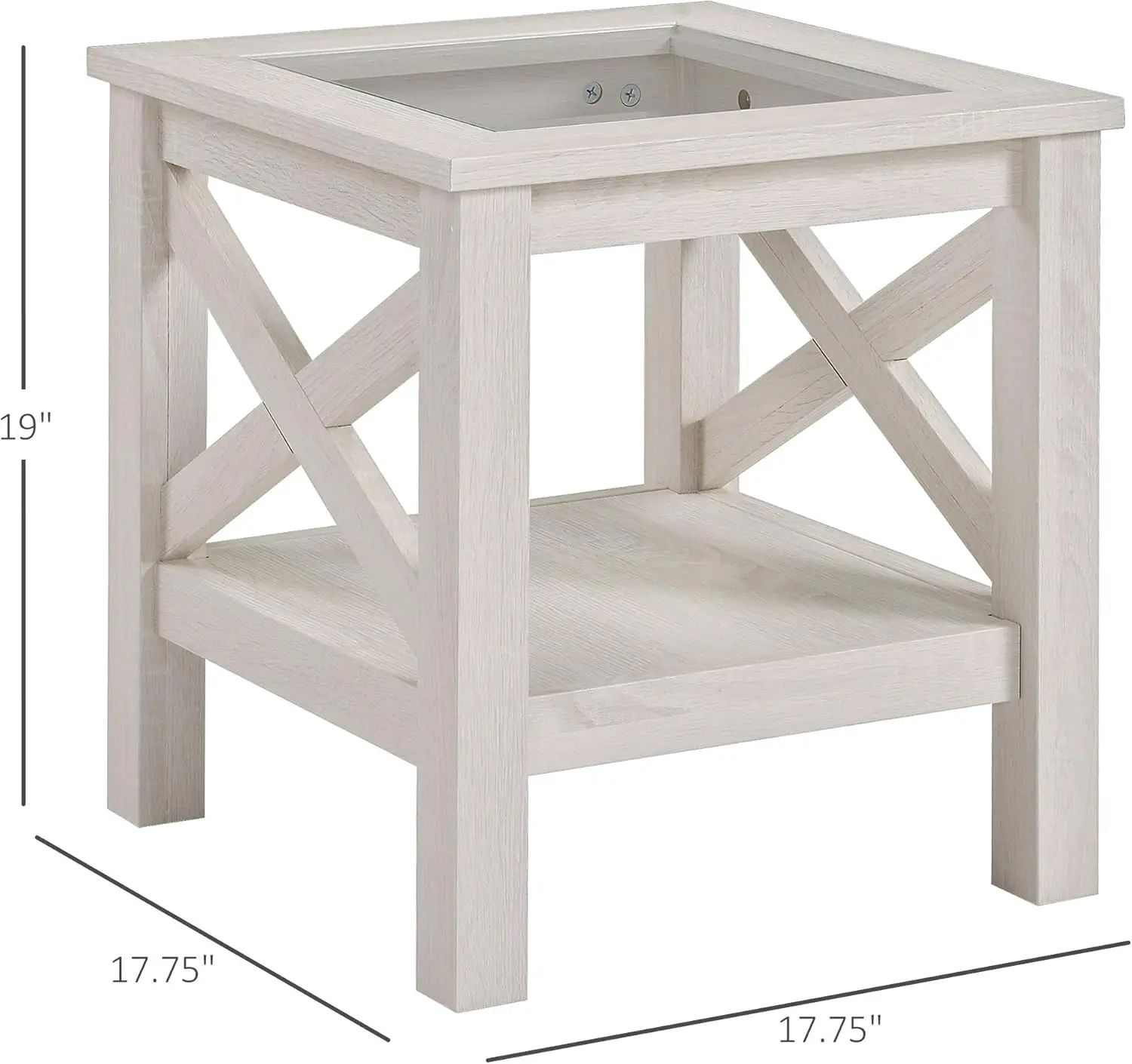 

Homcom Farmhouse Style Coffee Table With Wood Frame, Tempered Glass Tabletop And Underneath Storage Shelf, Side Table For