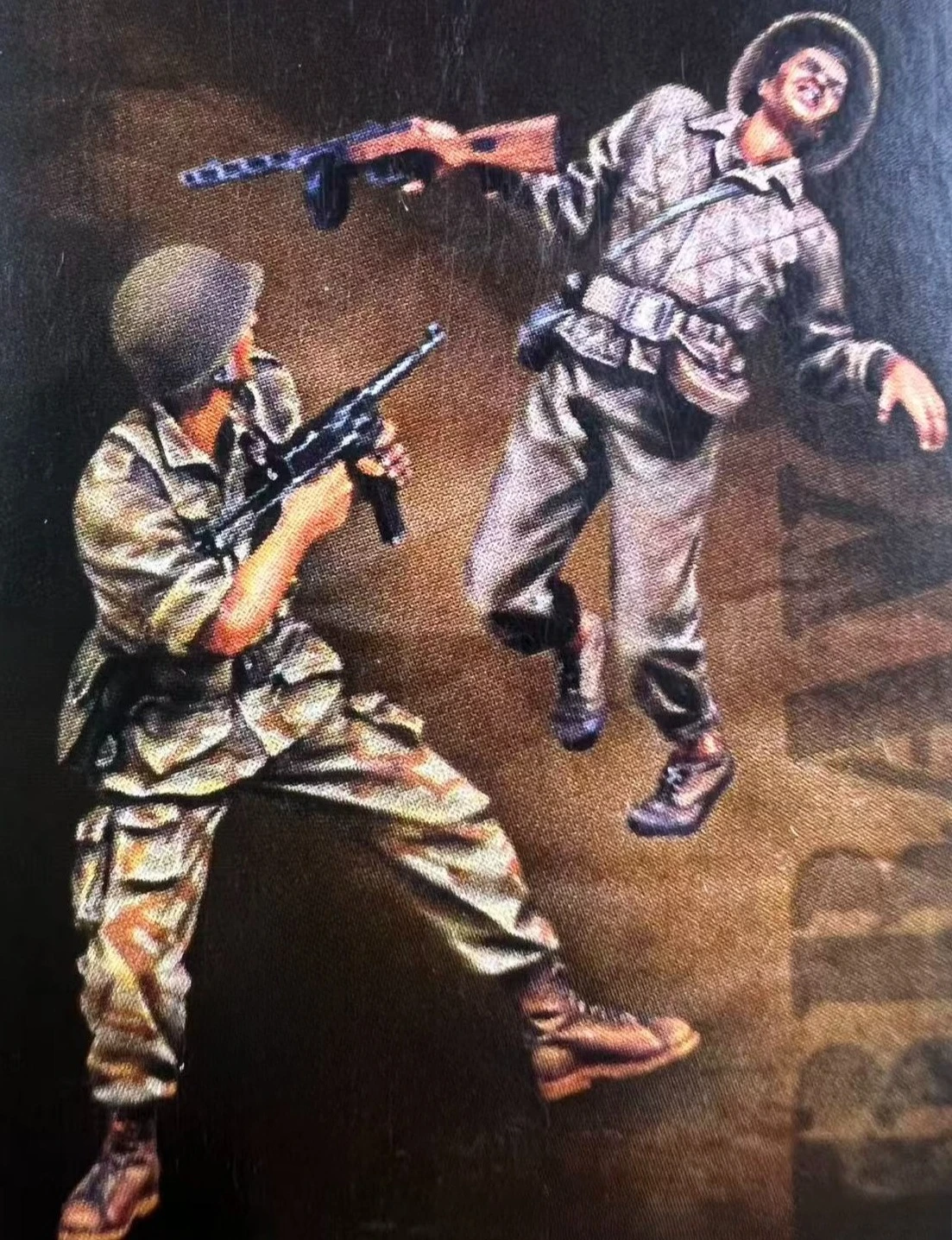 Precision 1/35 Casting Resin Model World War II Soldier Model 2-person Scene Model Toy Unpainted